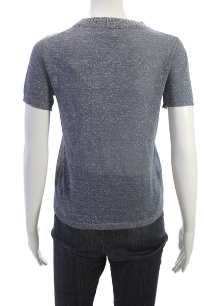 White + Warren Women Blue Viscose Crew Neck Short Sleeve Basic T-Shirt Size XS
