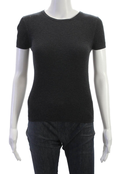 360 Sweater Women Basic Cotton Gray Short Sleeve T-Shirt Size XS