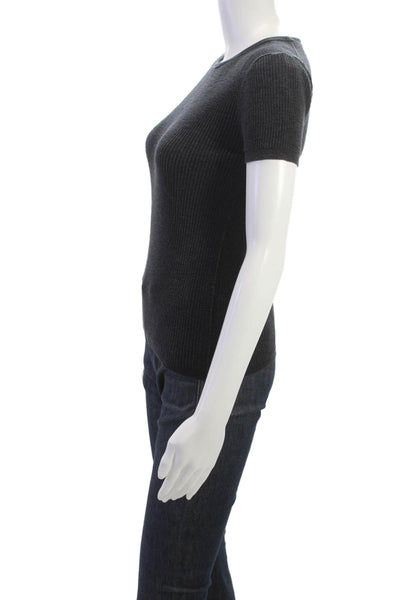 360 Sweater Women Basic Cotton Gray Short Sleeve T-Shirt Size XS