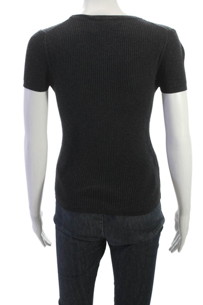 360 Sweater Women Basic Cotton Gray Short Sleeve T-Shirt Size XS