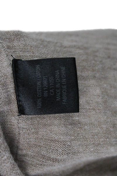 360 Sweater Women Beige Striped V-Neck Cotton Pullover Cap Sleeve Size S