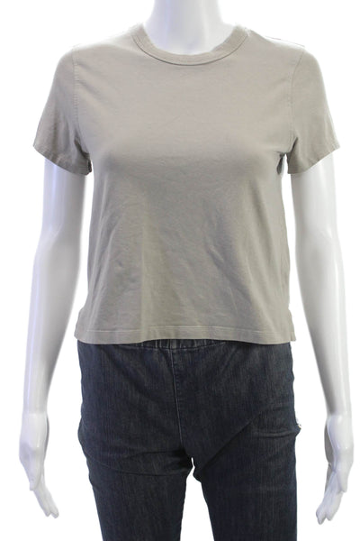 Lululemon Women Basic Gray Crew Neck T-Shirt Polyester Blend Size 4