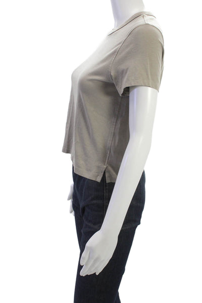 Lululemon Women Basic Gray Crew Neck T-Shirt Polyester Blend Size 4