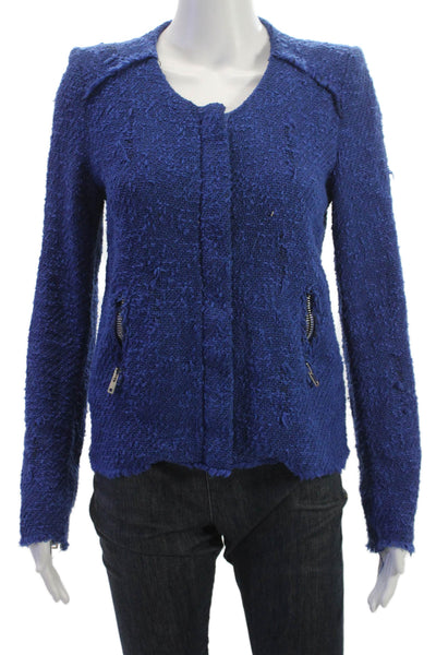 IRO Women Basic Jacket Blue Cotton Snap Long Sleeve Size 1