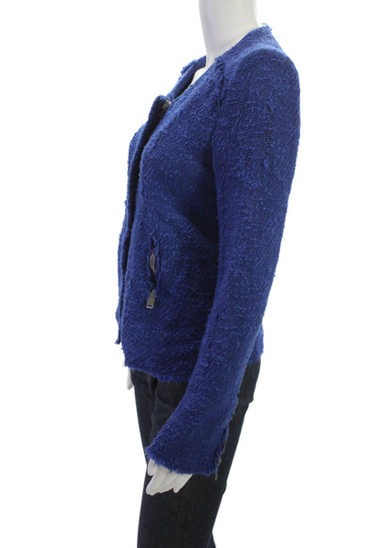 IRO Women Basic Jacket Blue Cotton Snap Long Sleeve Size 1