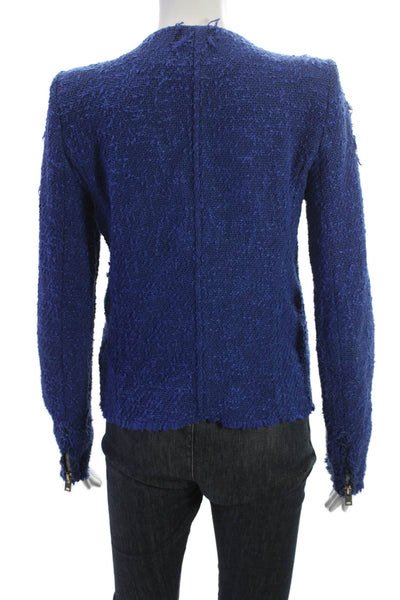 IRO Women Basic Jacket Blue Cotton Snap Long Sleeve Size 1