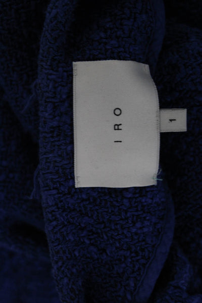 IRO Women Basic Jacket Blue Cotton Snap Long Sleeve Size 1
