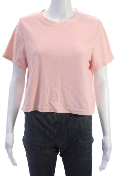 Araminta James Women Cropped Cotton Short Sleeve Crew Neck T-Shirt Pink Size XS