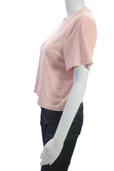 Araminta James Women Cropped Cotton Short Sleeve Crew Neck T-Shirt Pink Size XS