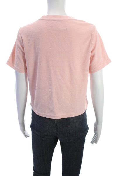 Araminta James Women Cropped Cotton Short Sleeve Crew Neck T-Shirt Pink Size XS