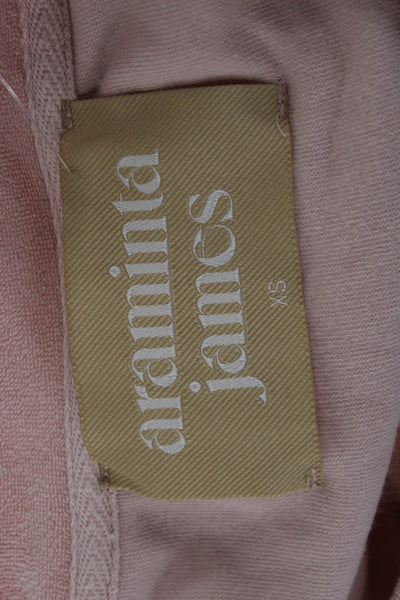 Araminta James Women Cropped Cotton Short Sleeve Crew Neck T-Shirt Pink Size XS