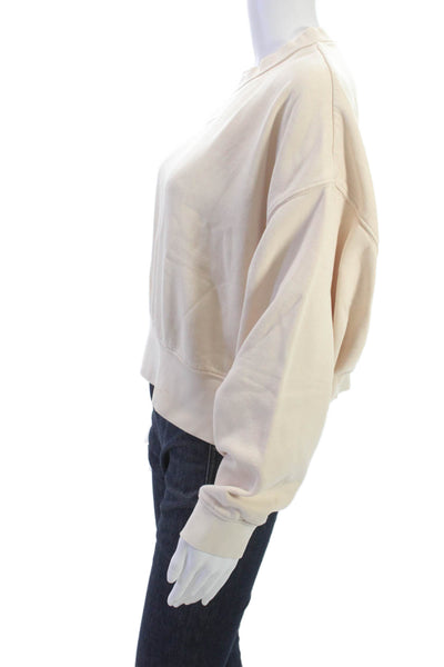 Nike Womens Beige Cotton Crew Neck Pullover Long Sleeve Size XS