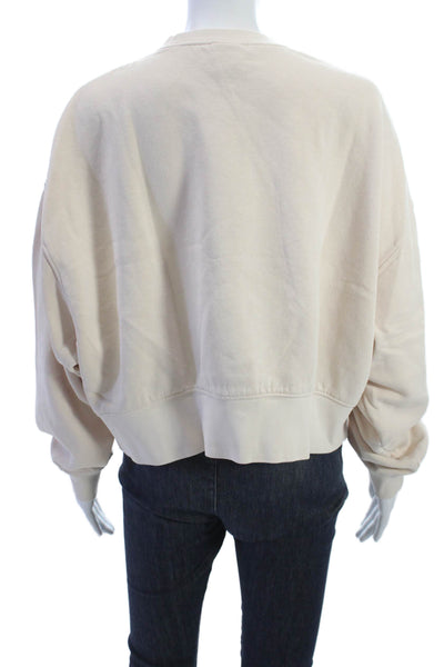 Nike Womens Beige Cotton Crew Neck Pullover Long Sleeve Size XS