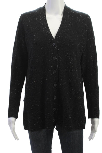 525 America Women Cashmere V Neck Cardigan Black Long Sleeve Size XS