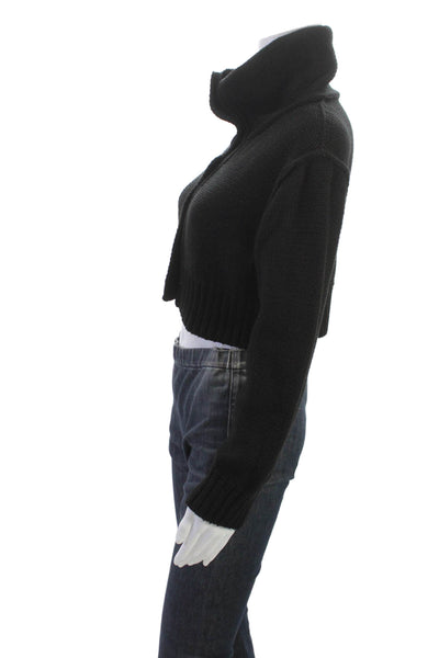 NSF Womens High Neck Black Cotton Cardigan Sweater Long Sleeve Size XS