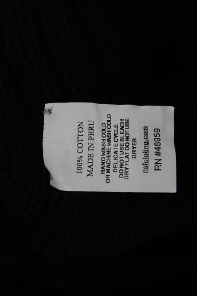 NSF Womens High Neck Black Cotton Cardigan Sweater Long Sleeve Size XS