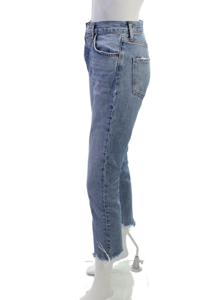 Agolde Women Mom Jeans Blue High Rise Button Fly Cotton Inseam 25 Size 24