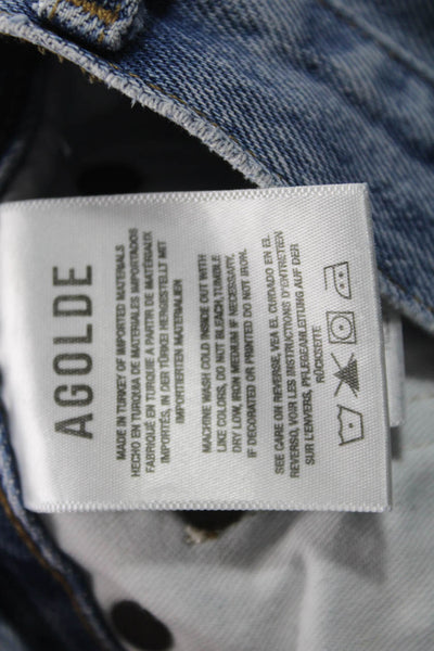 Agolde Women Mom Jeans Blue High Rise Button Fly Cotton Inseam 25 Size 24
