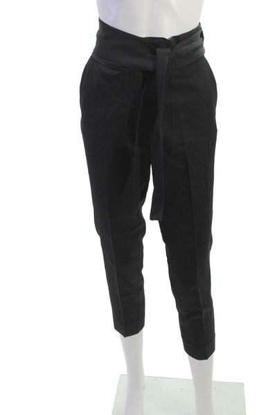 IRO Womens Cropped Black Viscose Tie Waist Pants Size 34