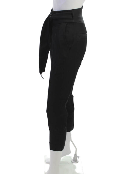 IRO Womens Cropped Black Viscose Tie Waist Pants Size 34