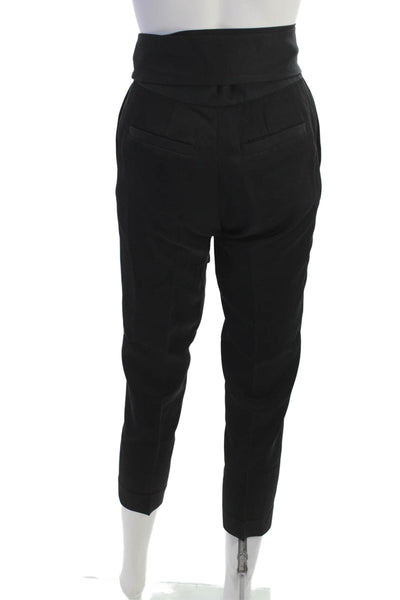 IRO Womens Cropped Black Viscose Tie Waist Pants Size 34