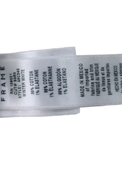 Frame Women Cropped White Mid Rise Cotton Blend Jeans Button Size 24