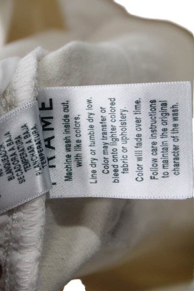 Frame Women Cropped White Mid Rise Cotton Blend Jeans Button Size 24