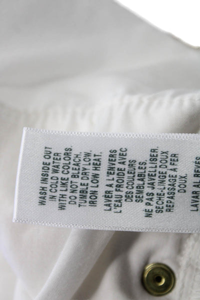 Frame Women Cropped White Mid Rise Cotton Blend Jeans Button Size 24