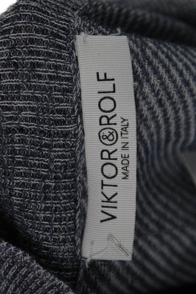 Viktor & Rolf Women Gray Cotton Striped V-Neck 3/4 Sleeve Pullover Size S