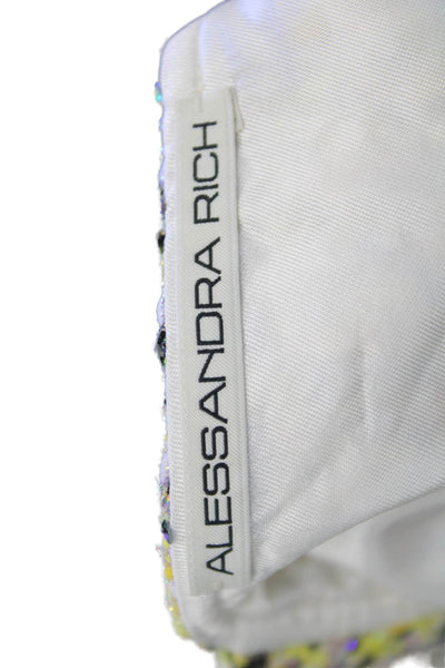 Alessandra Rich Womens Cropped Yellow Abstract Square Neck Tank Size 38