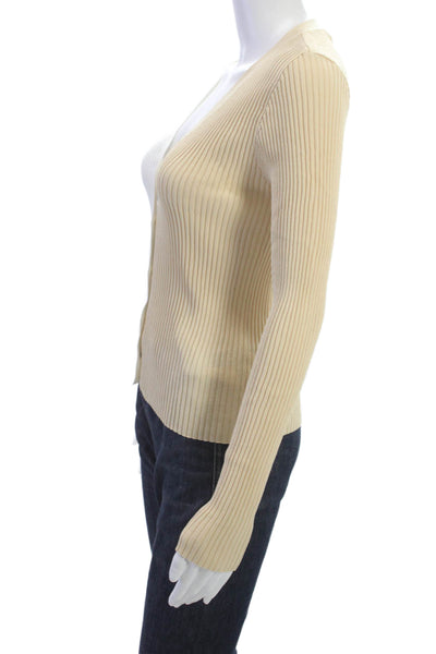 Staud Women Ivory V-Neck Viscose Cardigan Long Sleeve Size XS