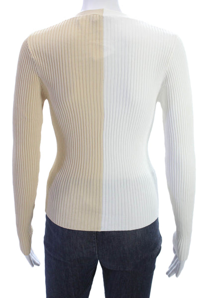 Staud Women Ivory V-Neck Viscose Cardigan Long Sleeve Size XS