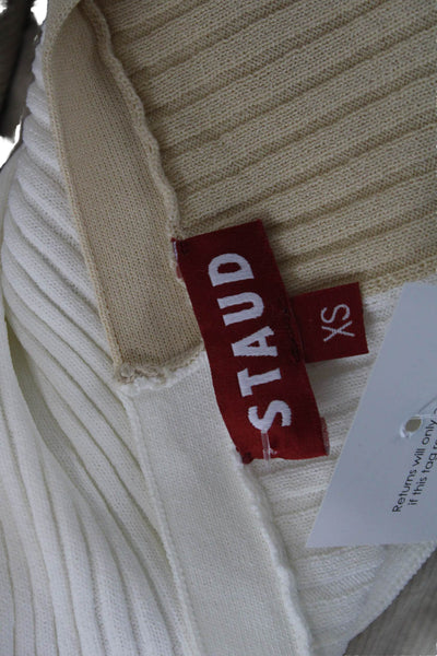 Staud Women Ivory V-Neck Viscose Cardigan Long Sleeve Size XS