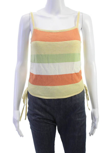 Sabo Women Basic Tank Multicolor Cotton Scoop Neck Striped Sleeveless Size S