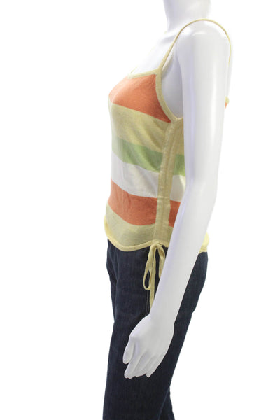 Sabo Women Basic Tank Multicolor Cotton Scoop Neck Striped Sleeveless Size S