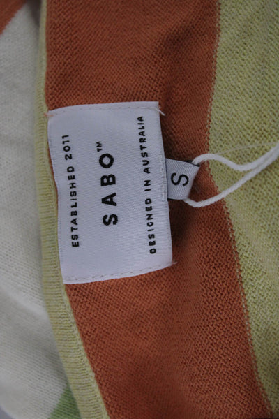 Sabo Women Basic Tank Multicolor Cotton Scoop Neck Striped Sleeveless Size S