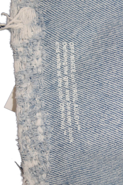 Off White Women Cropped Tank Sleeveless Blue Square Neck 100% Cotton Size 38