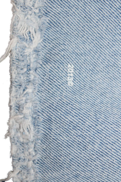 Off White Women Cropped Tank Sleeveless Blue Square Neck 100% Cotton Size 38