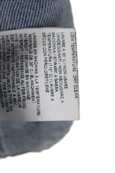 Off White Women Cropped Tank Sleeveless Blue Square Neck 100% Cotton Size 38