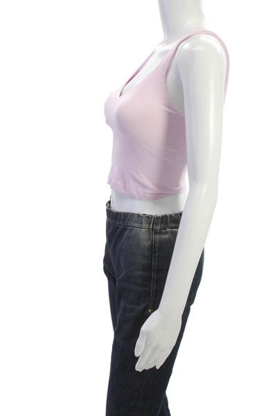 Lululemon Women Pink V Neck Solid Nylon Sports Bra Size 2