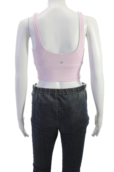 Lululemon Women Pink V Neck Solid Nylon Sports Bra Size 2