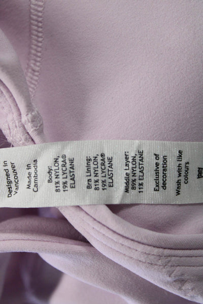 Lululemon Women Pink V Neck Solid Nylon Sports Bra Size 2