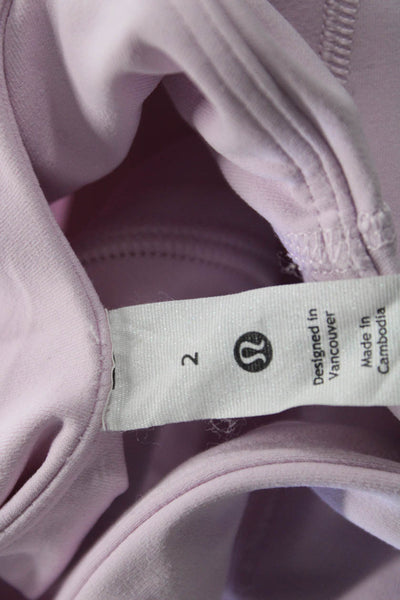 Lululemon Women Pink V Neck Solid Nylon Sports Bra Size 2