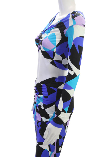 New Arrivals Women Set V-Neck Long Sleeve Geometric Multicolor Size 36