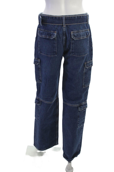 Zara Womens High Rise Straight Jeans Blue Size 6