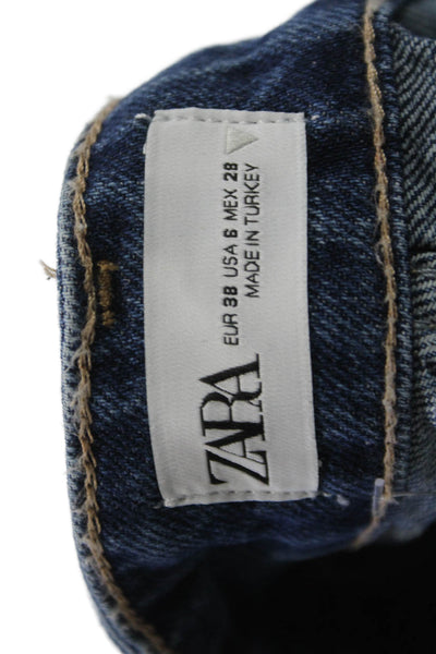 Zara Womens High Rise Straight Jeans Blue Size 6