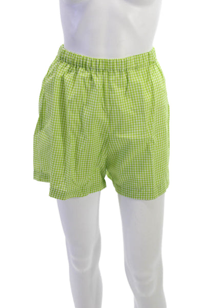Designer Womens Sleeveless Gingham Square Neck Cotton Blend Set Green Size S