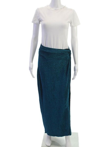 Sonya Womens Wrap Skirt Long Blue Nylon Blend Zip Size 2