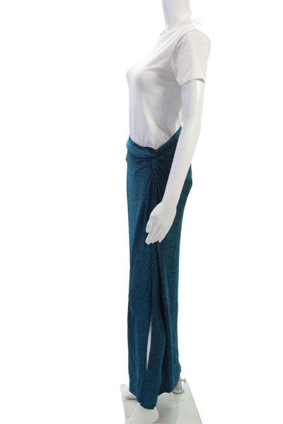 Sonya Womens Wrap Skirt Long Blue Nylon Blend Zip Size 2