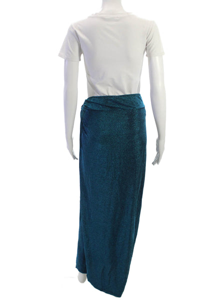 Sonya Womens Wrap Skirt Long Blue Nylon Blend Zip Size 2